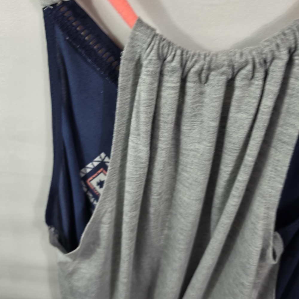 Rewind Navy Aztec Tank with Coral Straps and Gray Side  Panels Size Xl - Picture 7 of 8